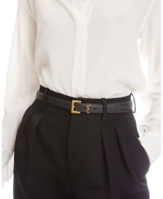 SAINT LAURENT Cassandre Thin Belt with Square Buckle in