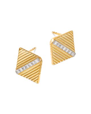 Diamond Stud Earrings in Textured 14K Yellow Gold, 0.15 tcw