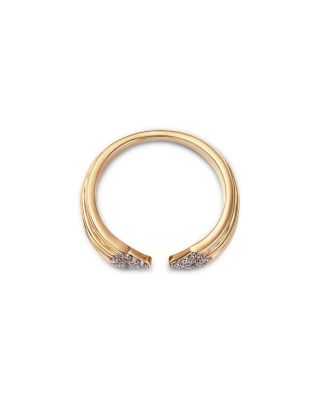 Diamond Open Ring in Textured 14K Yellow Gold, 0.10 tcw