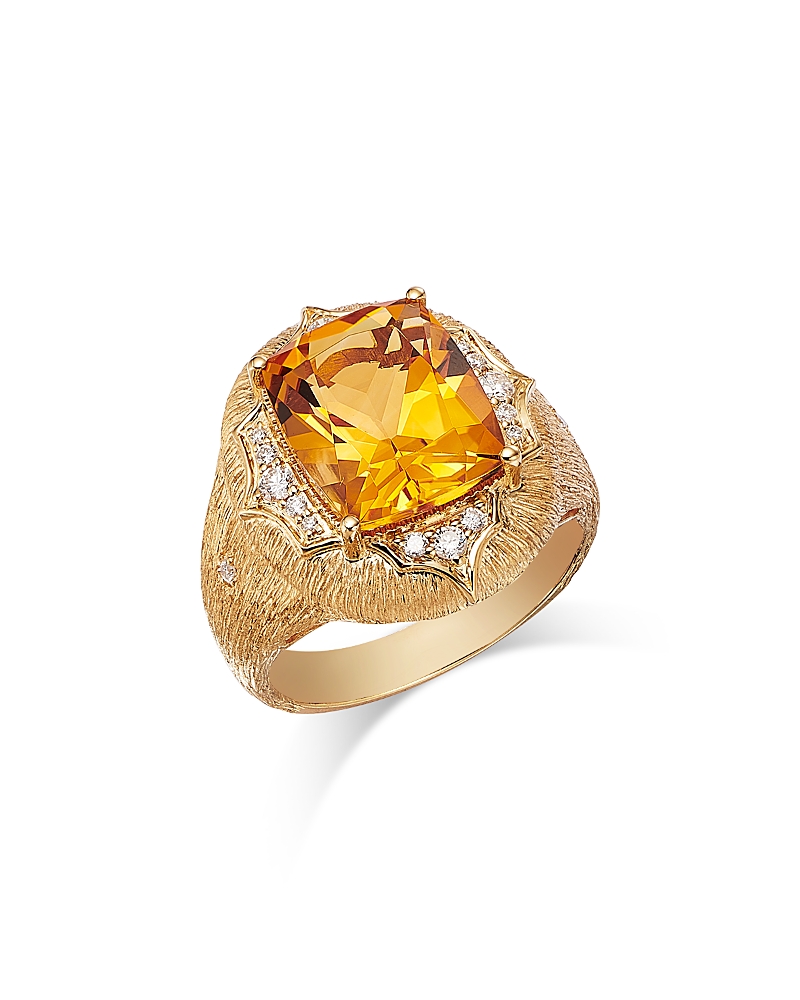 Shop Bloomingdale's Fine Collection Citrine & Diamond Statement Ring In 14k Yellow Gold In Orange/gold