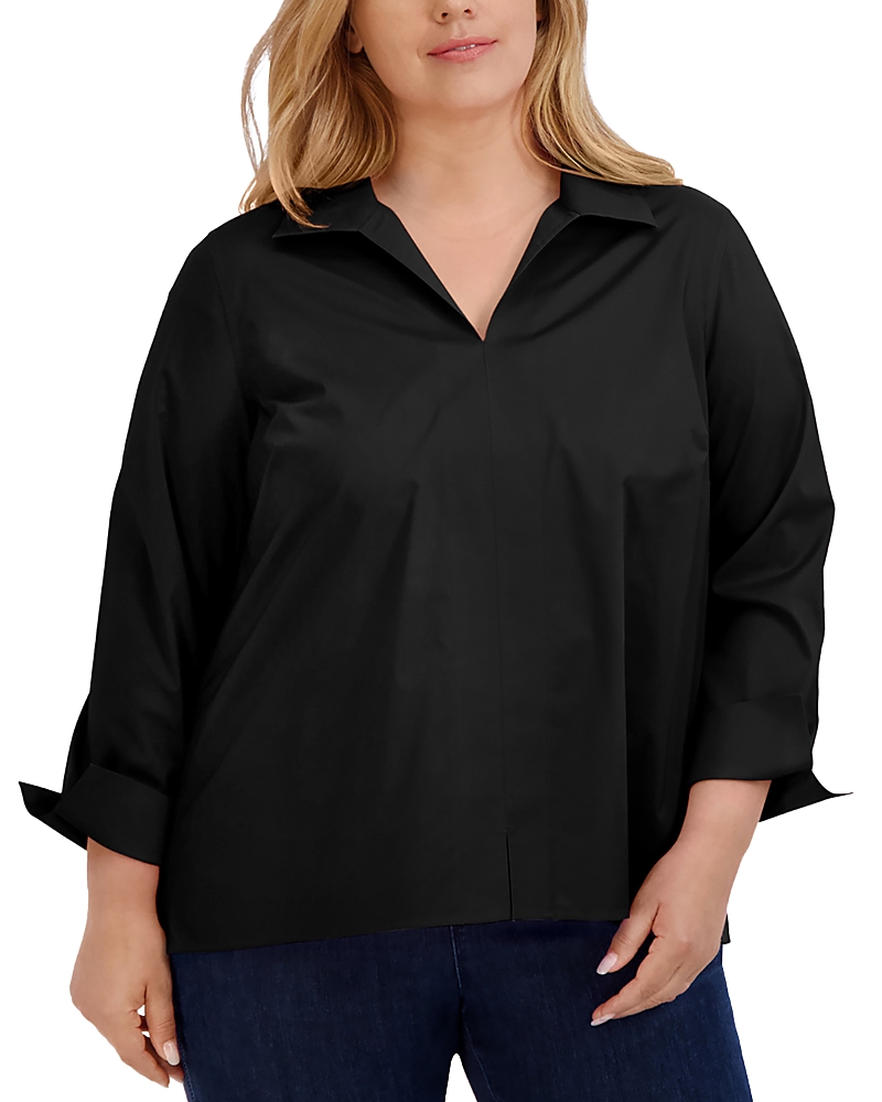 Foxcroft Plus Agnes Stretch Shirt In Black