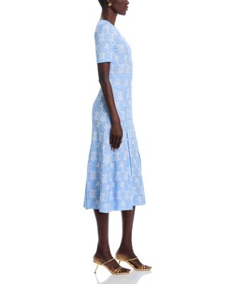 Printed Short Sleeve Midi Dress