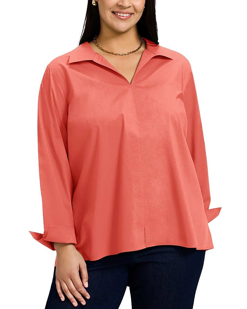 Foxcroft Plus Agnes Stretch Shirt In Tangerine