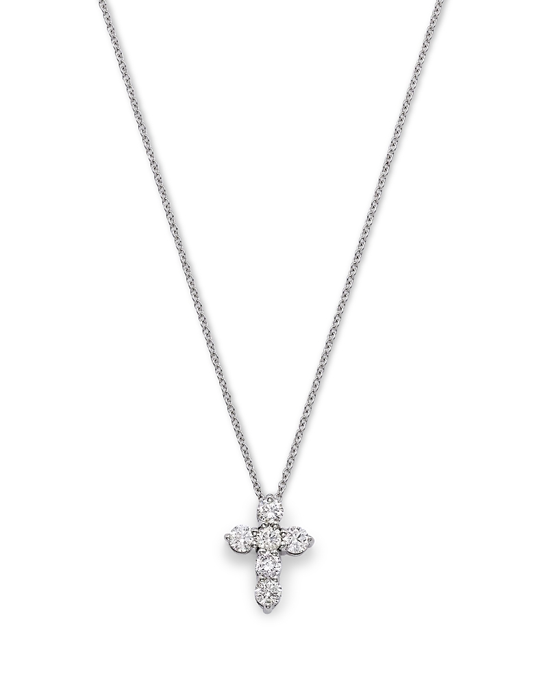 Bloomingdale's Fine Collection Diamond Cross Pendant Necklace In 14k White Gold, 0.7 Ct. T. W. In White