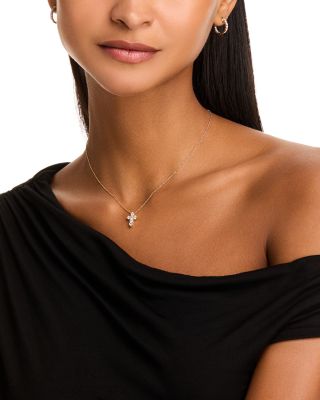 Diamond Cross Pendant Necklace in 14K Yellow Gold, 0.7 tcw