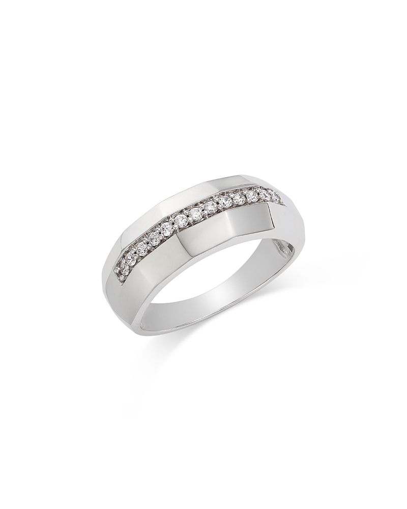 Bloomingdale’s Fine Collection Men’s Classic Diamond Band Ring in 14K White Gold, 0.25 tcw