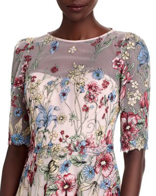 Floral Embroidered Tulle Gown 