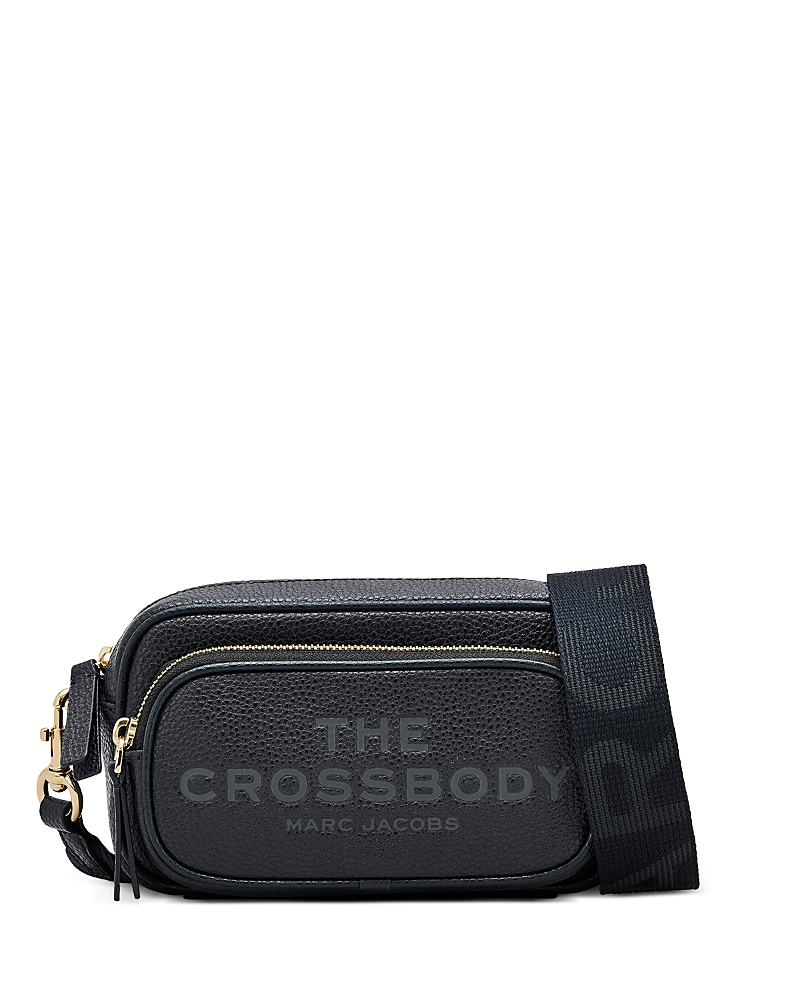 Marc Jacobs The Crossbody Black Shoulder Bag With Logo Embossed On The Front In Hammered Leather Woman In Blue