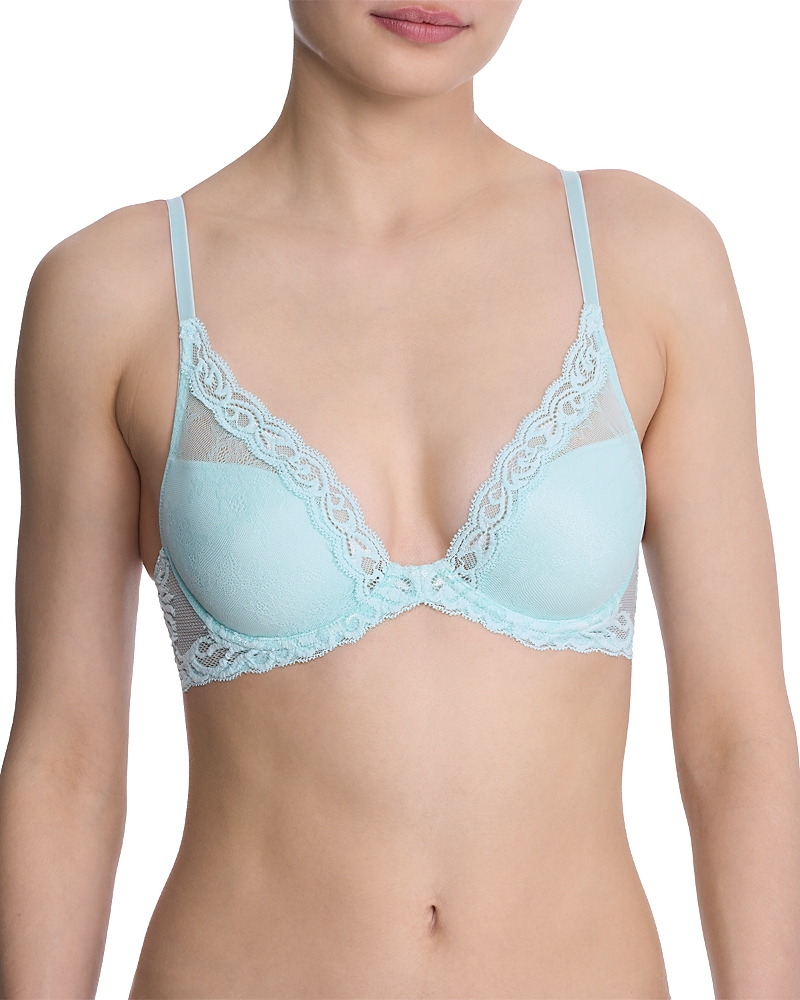 Natori Feathers Plunge T-shirt Basics Bra In Whipped Mint Lace/mint Glass