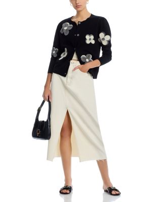 Flower Embroidered Crewneck Cardigan