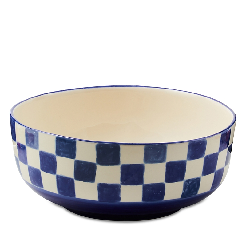 Mackenzie-childs Indigo Check Serving Bowl