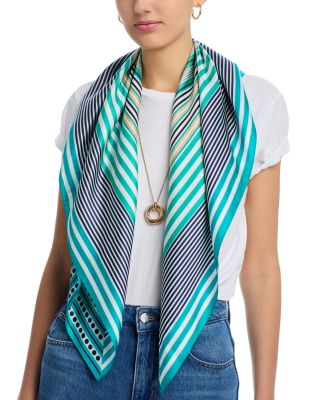 Echo - Stripe Vortex Square Silk Scarf