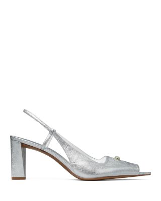 Women's Pierced Peep Toe Slingback Pumps