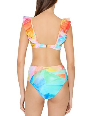 Watercolor Ruffled Bikini Top