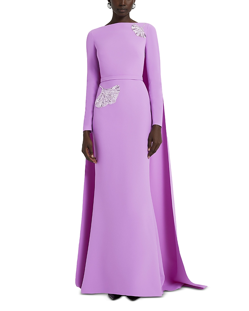 Safiyaa Stretch-crepe Embellished Ginevra Gown In Lupine W/ Silver