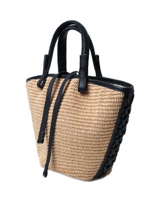 Mini Cassia Bag Black Leather & Straw