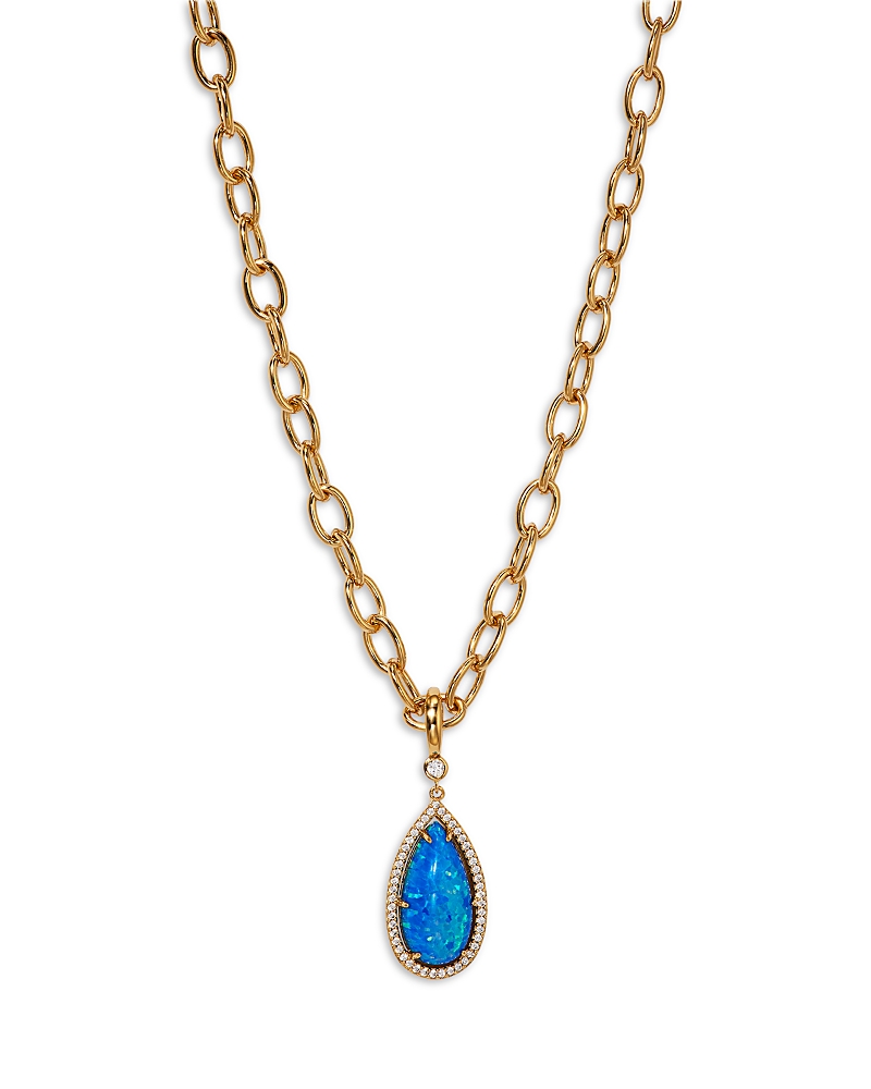 NADRI BLUE LAGOON PAVE & STONE PENDANT NECKLACE IN 18K GOLD PLATED, 24