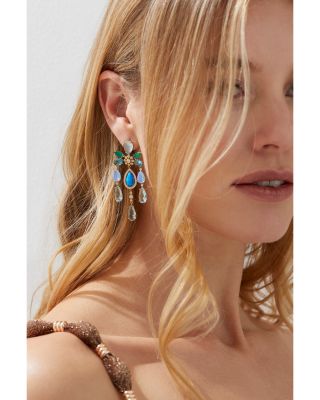 Blue Lagoon Mixed Stone Chandelier Earrings in 18K Gold Plated