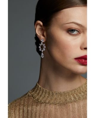 BTRX Mixed Cubic Zirconia Open Chandelier Earrings in Rhodium Plated