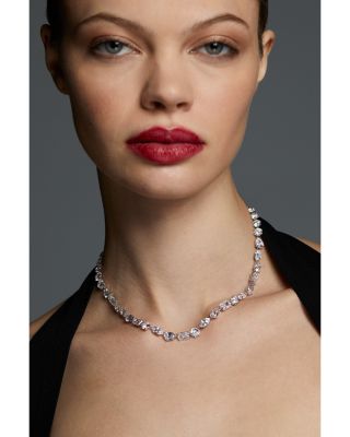 BTRX Mixed Cubic Zirconia Collar Necklace in Rhodium Plated, 16"-18" 