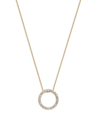 Bloomingdale's Fine Collection - Diamond Circle Pendant Necklace in 14K Yellow Gold, 1.00 tcw