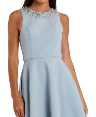  Crepe Embellished Neck High Low Gown