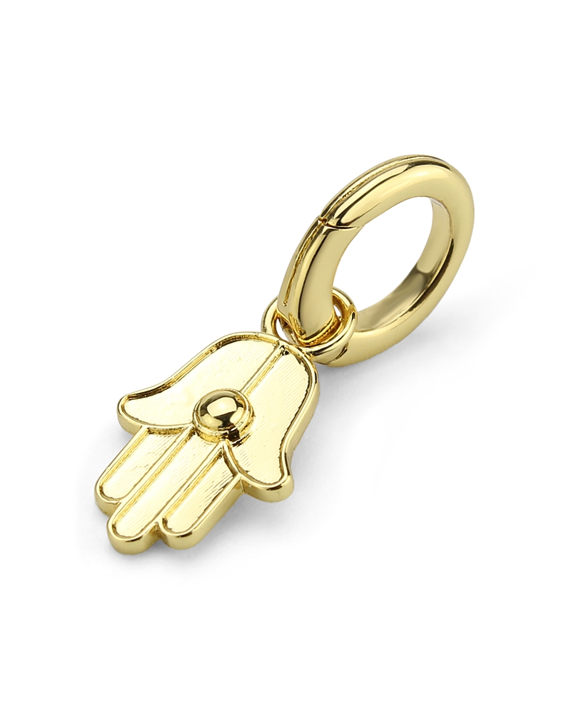 Aqua Pave Hamsa Hand Charm In Gold Tone - Exclusive In Gold