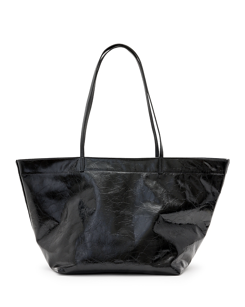 Shop Allsaints Serafina E/w Leather Tote In Black