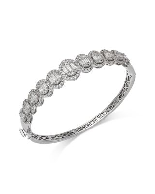 Bloomingdale's Fine Collection - Diamond Oval Mosaic Bangle Bracelet in 14K White Gold, 3.0 tcw