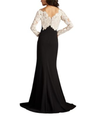  Golie Embroidered Bodice Illusion Gown
