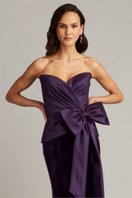  Nimue Strapless Draped Bow Gown