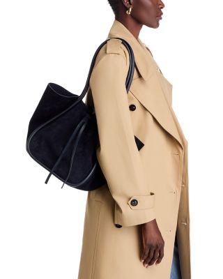 Large Suede Ruched Tote