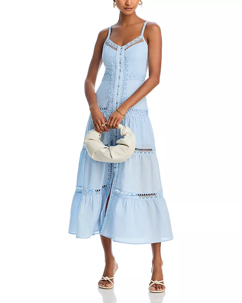 Aqua Lace Inset Midi Dress - Exclusive