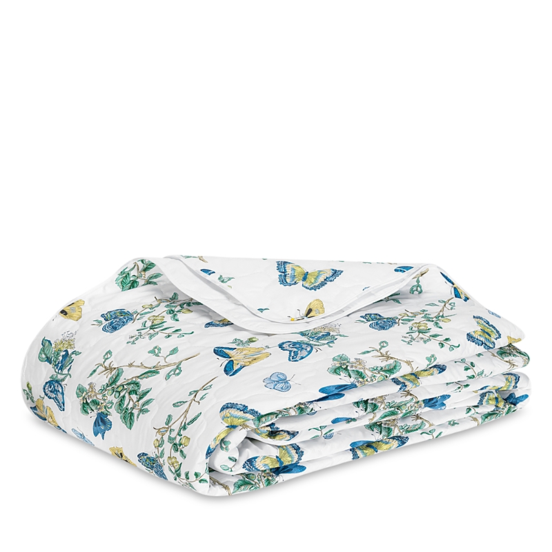 Matouk Baudin Butterfly 500 Thread Count Cotton Percale Quilt In Prussian Blue