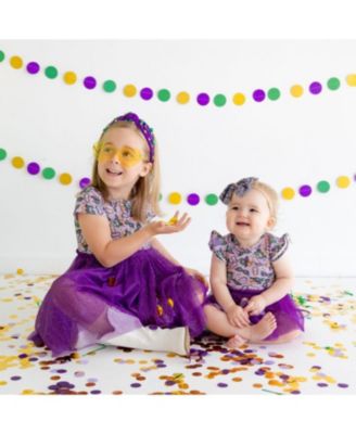 Girls' Mardi Gras Short Sleeve Tutu Bodysuit - Baby