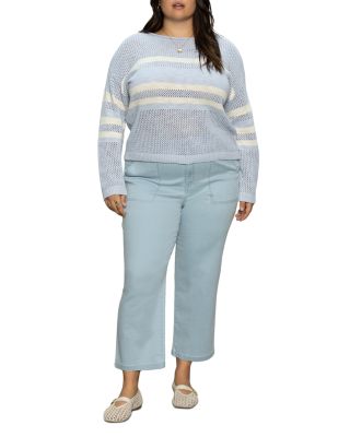 Sanctuary Plus Sporty Stripe Open Knit Sweater | Bloomingdale's