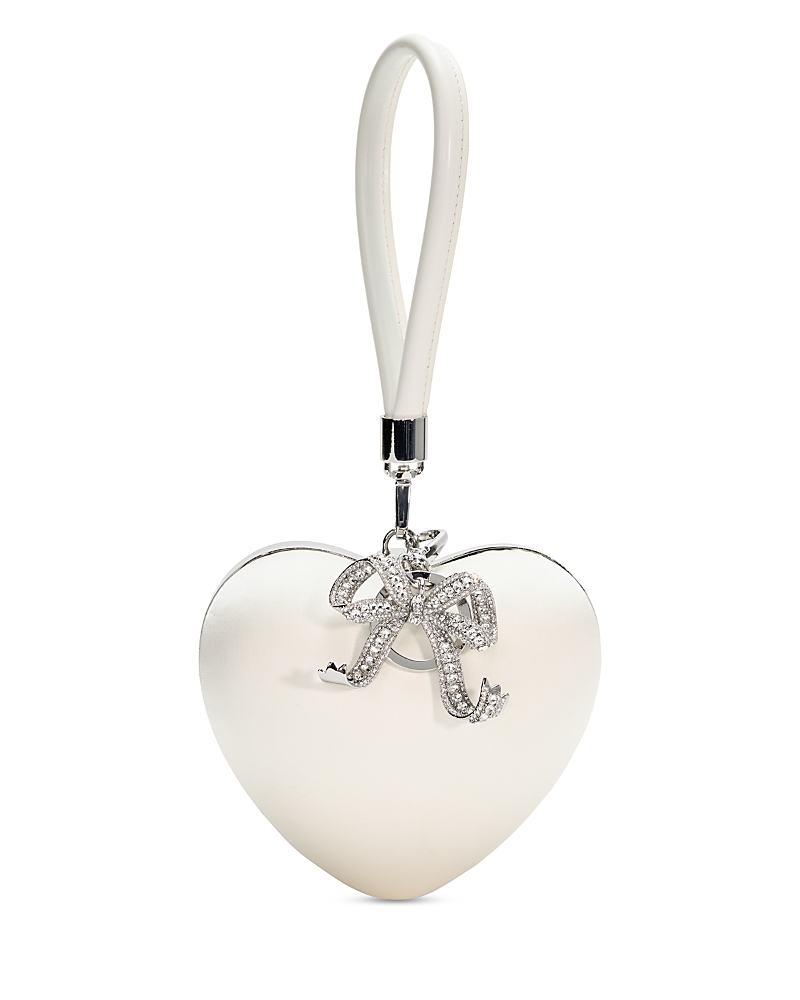 SELF-PORTRAIT SELF-PORTRAIT SATIN TOP HANDLE HEART CLUTCH
