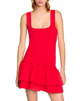 Sandro - Ruffled Short Knit Dress