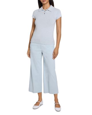 Cap Sleeve Textured Knit Polo