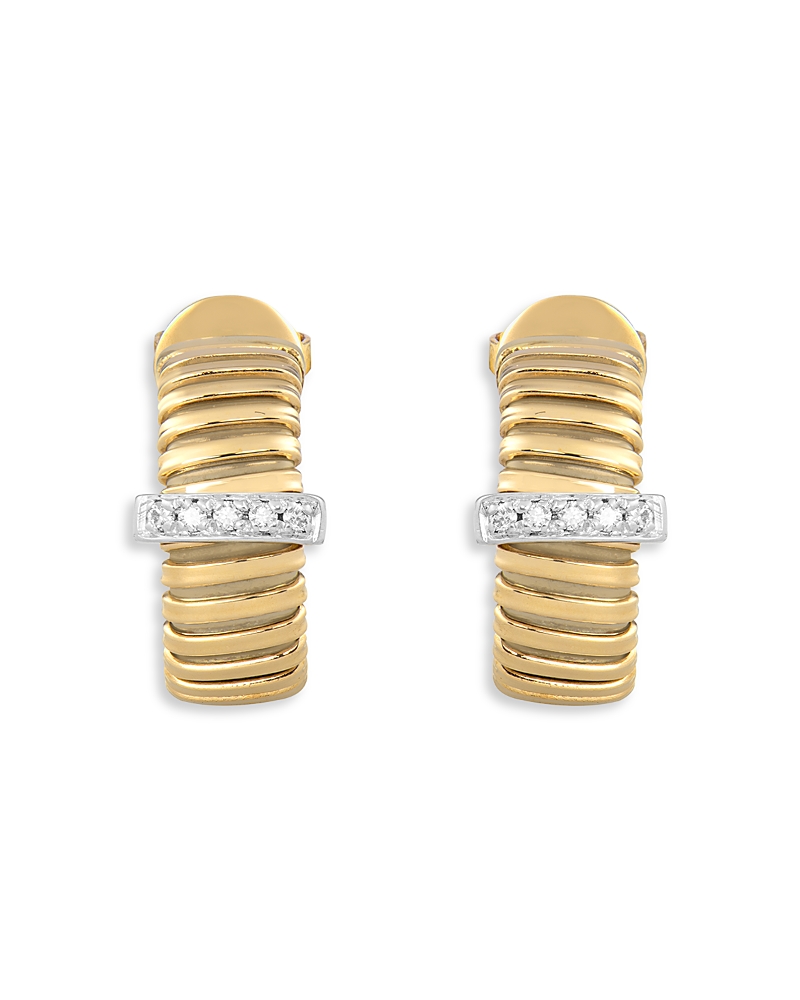 Alberto Milani 18k Yellow Gold Via Mercanti Tubogas Diamond Hoop Earrings In Gold
