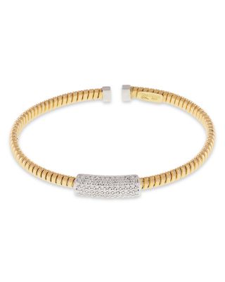 Alberto Milani - 18K Yellow Gold Via Mercanti Tubogas Diamond Cylinder Bangle Bracelet