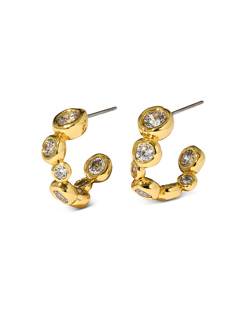 ALEXIS BITTAR ASTERALES CUBIC ZIRCONIA SMALL OVAL HOOP EARRINGS IN 14K GOLD PLATED