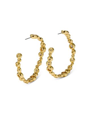 Asterales Cubic Zirconia Large Oval Hoop Earrings in 14K Gold Plated