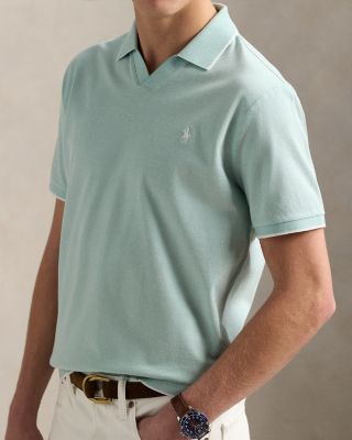 Short Sleeve Tonal Jacquard Mesh Polo Shirt