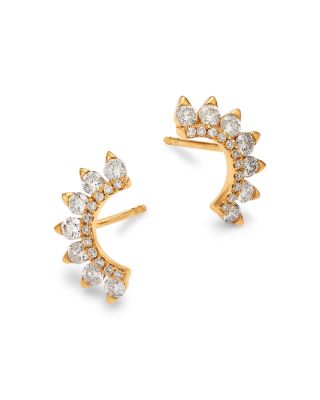 Diamond Ear Climbers in 14K Yellow Gold, 0.56 tcw
