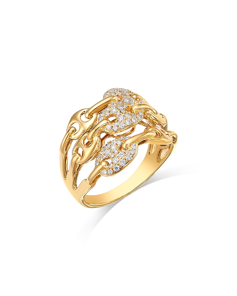 Bloomingdale's Fine Collection Diamond Pave Mariner Ring In 14k Yellow Gold, 0.35 Ct. T. W. In Gold