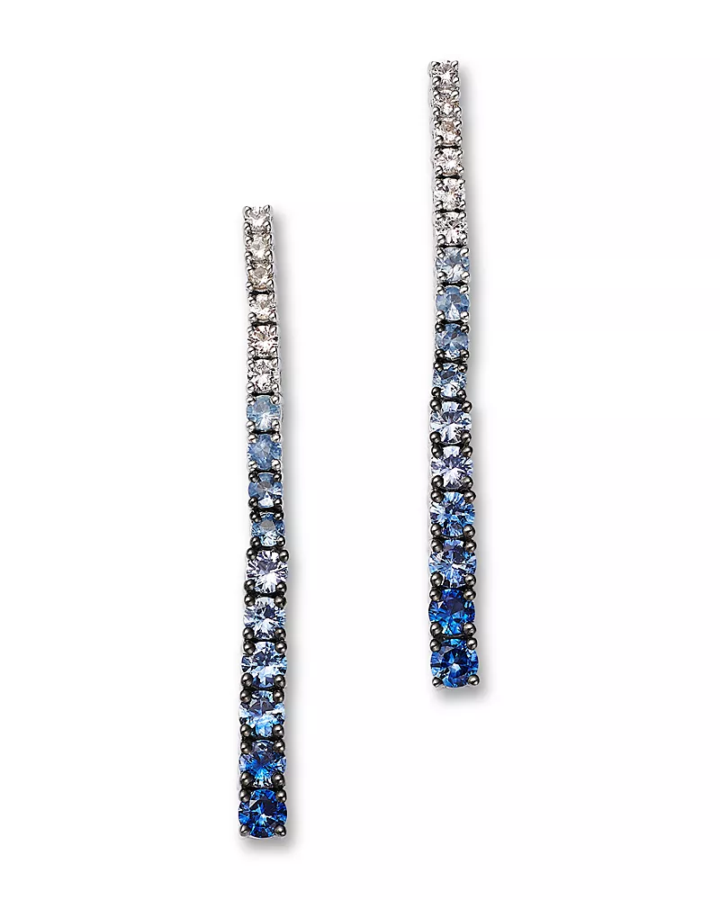 Bloomingdale's Fine Collection Sapphire Ombre Linear Earrings in 14K White Gold