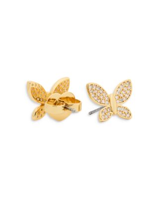 Pav&eacute; Butterfly Stud Earrings in Gold Tone