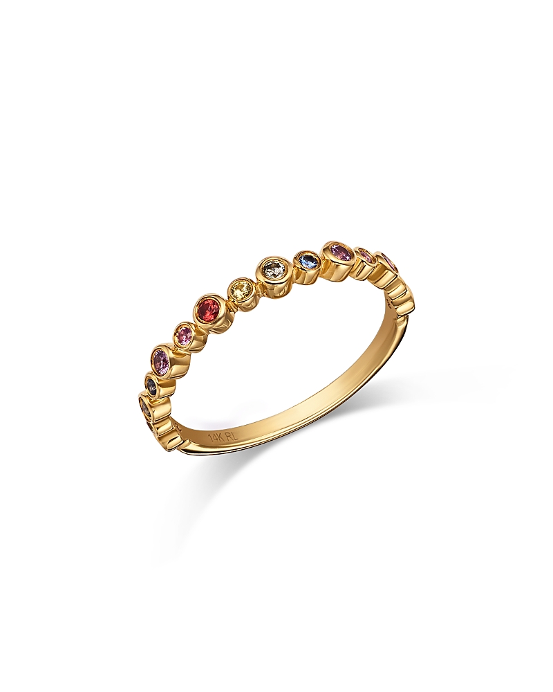 Moon & Meadow 14k Yellow Gold Multi Sapphire Bezel Stack Ring In Gold