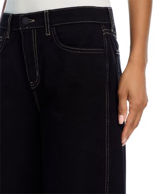 Beau High Rise T Seam Wide Leg Jeans in Noir 
